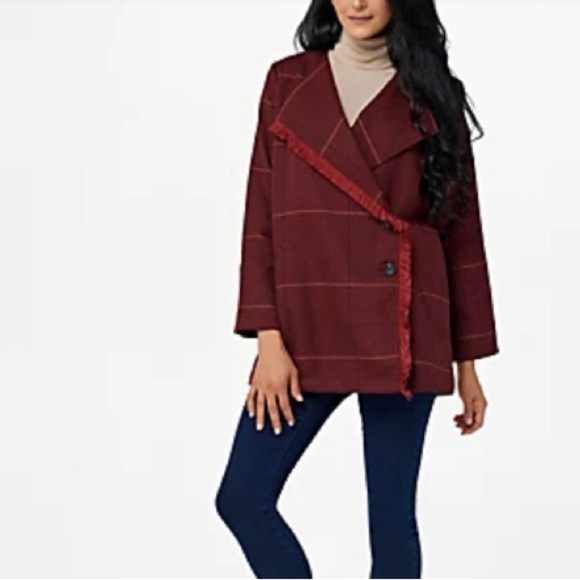 NWT Laurie Felt Zoe Plaid Wrap Coat size 1X - Picture 1 of 7